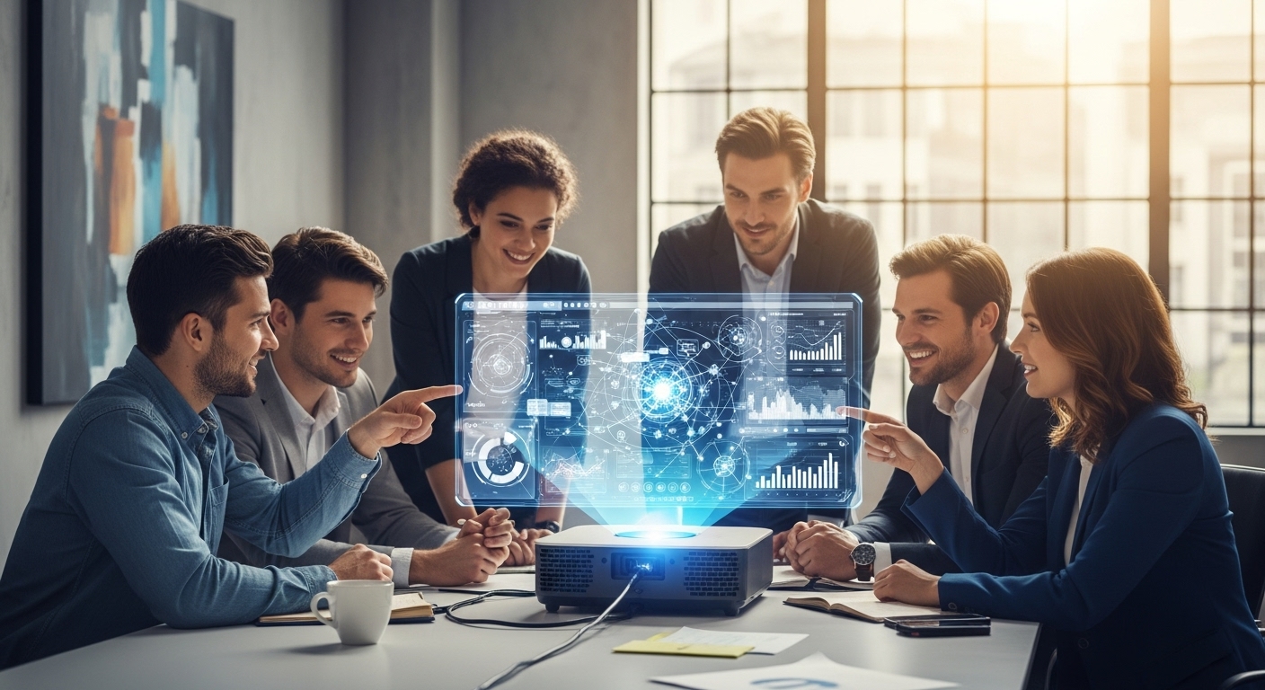 Automation Risk and Future of Work: A Guide A team of professionals analyzing data as an example of the future of work.