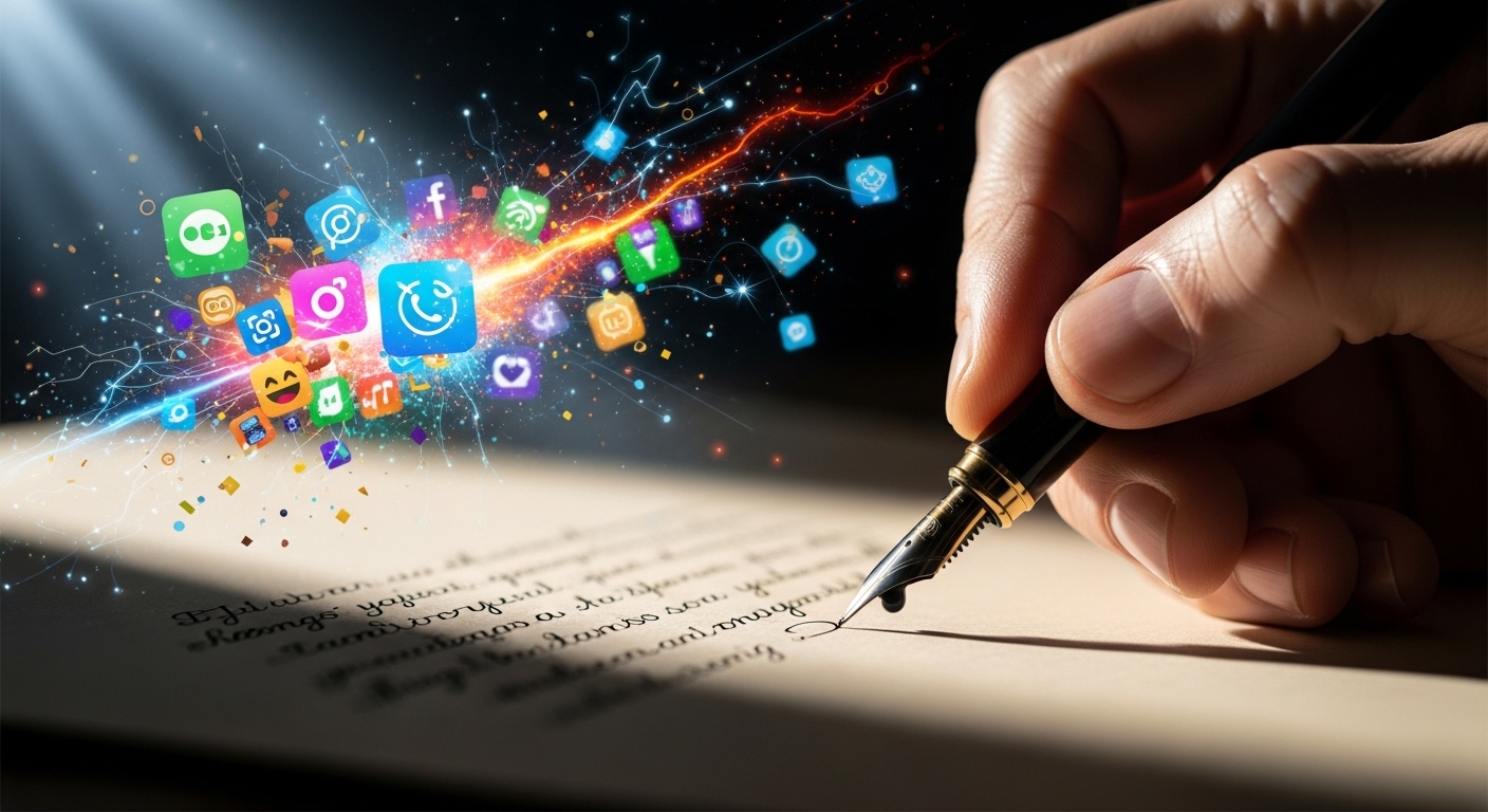 The Fight for Human Authenticity Online A human hand writing, representing the value of human authenticity in an internet filled with AI noise.